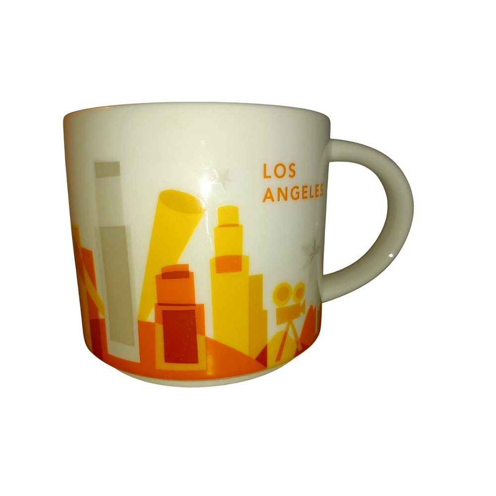 Starbucks Los Angeles You Are Here Collection Coffee Mug Orange Yellow 14oz